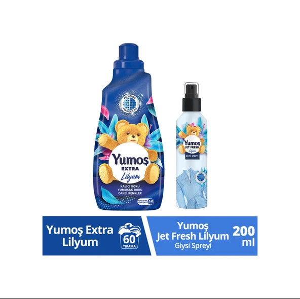 Yumoş Jet Fresh Lilyum 200 ML + Yumoş Konsantre Çamaşır Yumuşatıcısı Lilyum 1440 ML