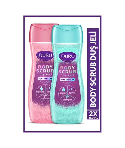 Duru Body Scrub Pink Delight & Ice Light Duş Jeli 2x450 Ml Diğer