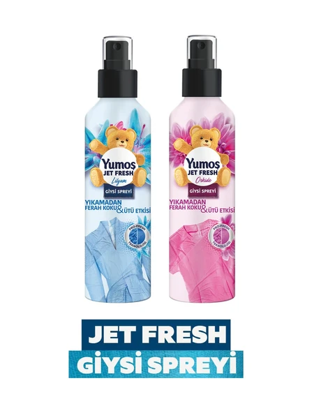 Yumoş Jet Fresh Giysi Spreyi 2 x 200 ML + Yumoş Giysi Spreyi Orkide-Lilyum 500 ML