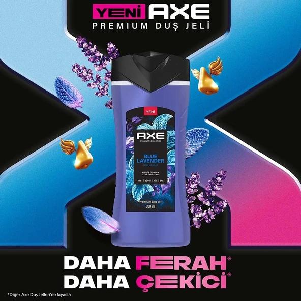 Axe Premium Collection Aqua Bergamot + Blue Lavender + Copper Santal Duş Jeli 3 x 300 ML - Resim 3