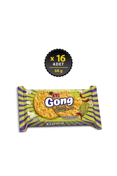 Gong Süt Mısır Aromalı & Acılı Mısır ve Pirinç Patlağı 68 G x 16 Adet