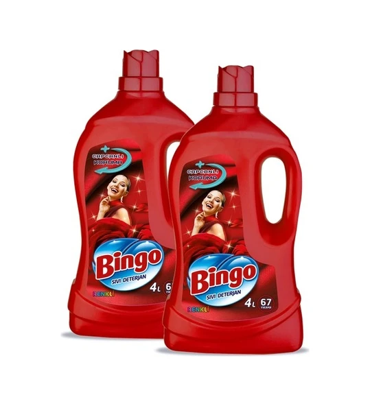 Bingo Renkliler Sıvı Çamaşır Deterjanı 67 Yıkama 2 x 4 L ürün görseli