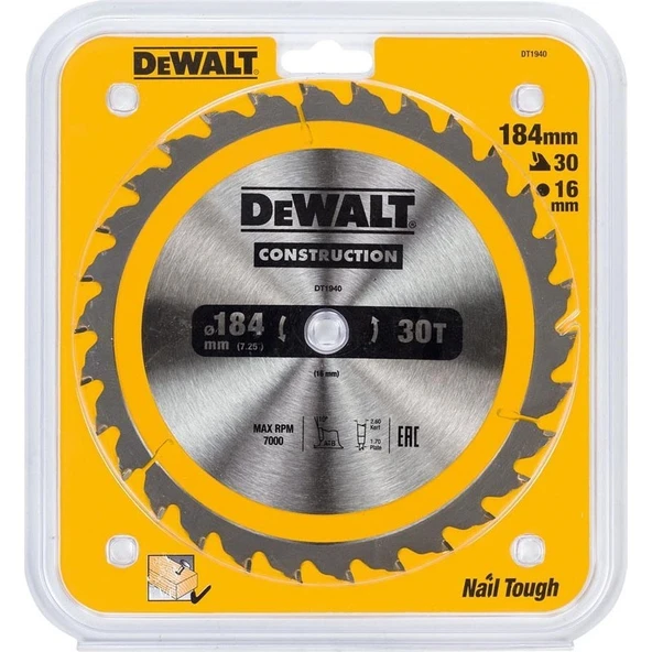 Dewalt DT1940-QZ 184X16 MM 30 Diş Elmas Testere - Resim 2