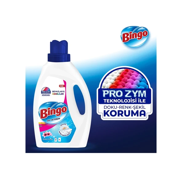 Bingo Amber Çiçeği Sıvı Çamaşır Deterjanı 3 x 1755 ML - Resim 4