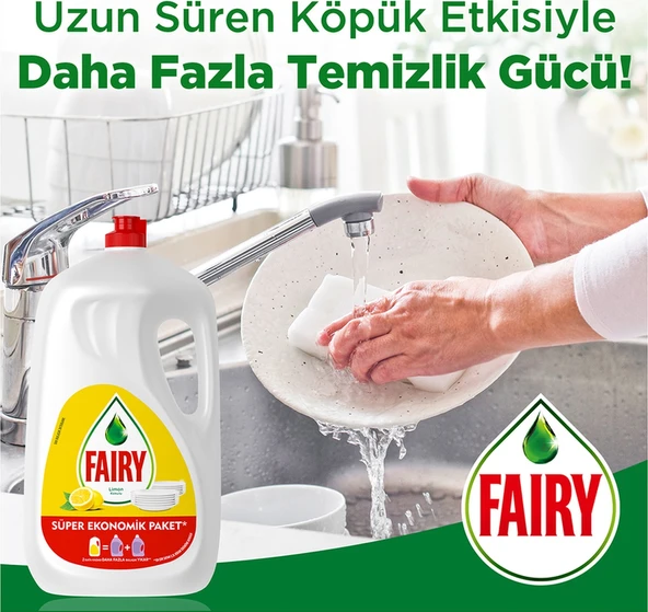 Fairy Limon Kokulu Sıvı Bulaşık Deterjanı 3 x 2600 ML - Resim 4