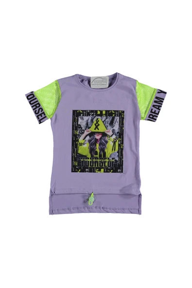 İrem Çocuk Giyim Kız Çocuk Kolu File Beli Lastikli Tişört