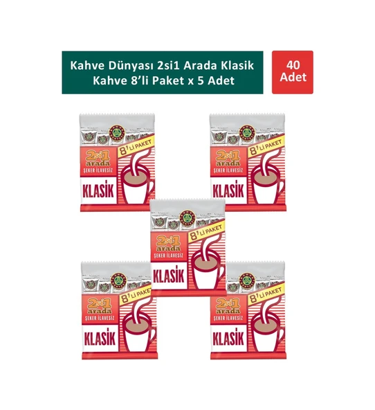 Kahve Dünyası 2si1 Arada Klasik Kahve 5'li 8 x 12 G ürün görseli