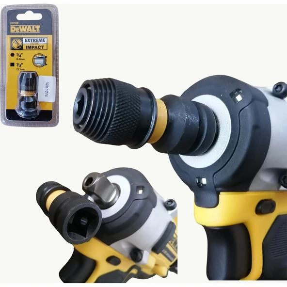 Dewalt DT7508-QZ 1/4'' Hex ile 1/2'' Kare Darbeli Anahtar Adaptörü - 3