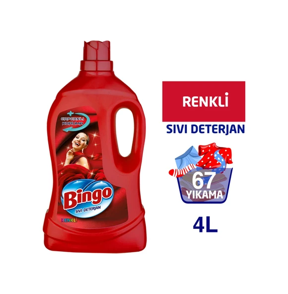 Bingo Renkliler Sıvı Çamaşır Deterjanı 67 Yıkama 2 x 4 L - Resim 2