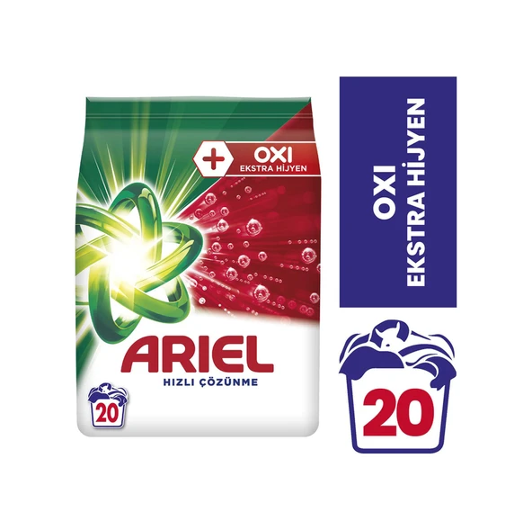 Ariel Oxi Ekstra Hijyen Beyazlara Özel Toz Çamaşır Deterjanı 20 Yıkama 3 KG ürün görseli
