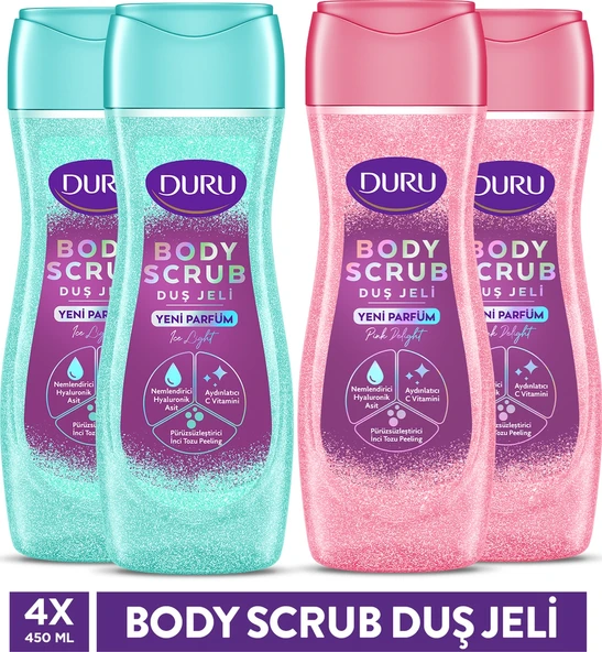 Duru Body Scrub Pınk Delıght & Ice Lıght Duş Jeli 4x450 Ml Diğer