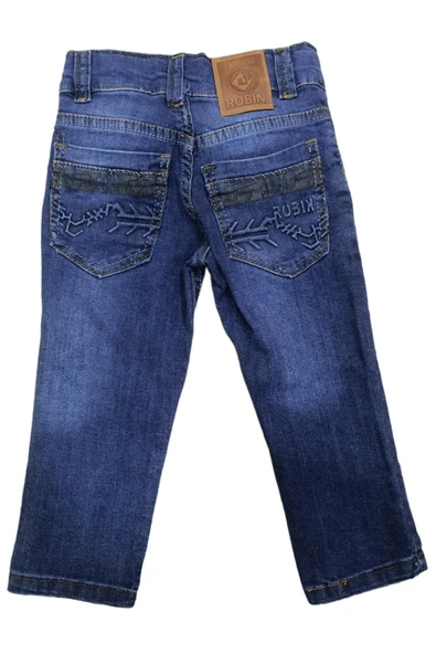 İrem Çocuk Giyim Erkek Bebek Yıpratma Desenli Mavi Kot Pantolon - 2