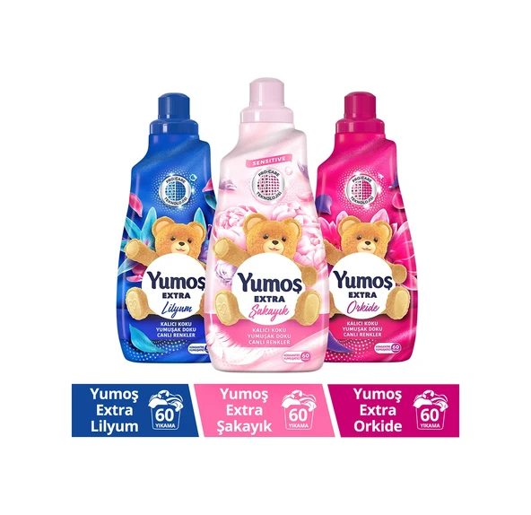 Yumoş Orkide + Lilyum + Şakayık Çamaşır Yumuşatıcısı 3 x 1440 ML