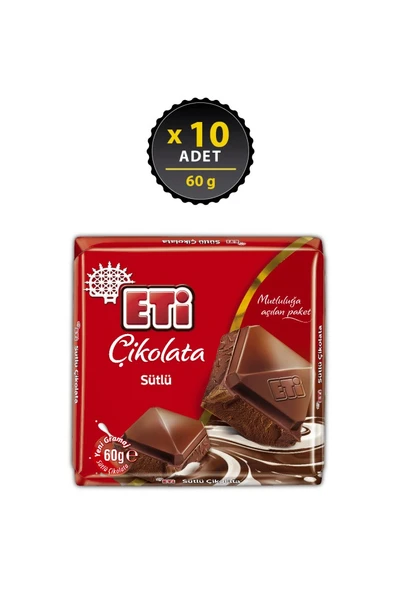 Çikolata Sütlü Kare 60 g x 10 Adet ürün görseli