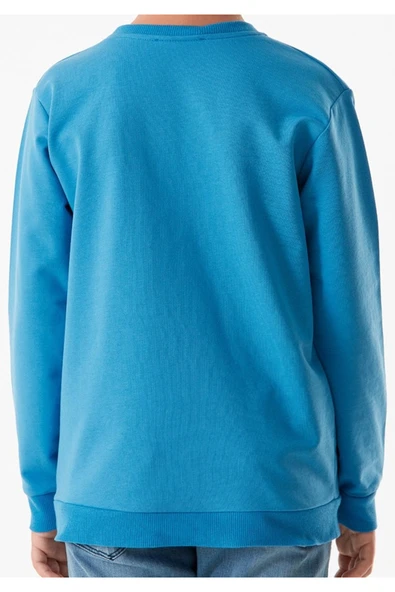İrem Çocuk Giyim Erkek Çocuk LA Yazı Desenli Mavi Renk Sweatshirt - 3
