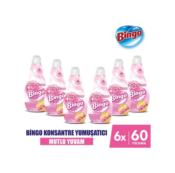 Bingo Soft Mutlu Yuvam Konsantre Çamaşır Yumuşatıcısı 6 x 1440 ML