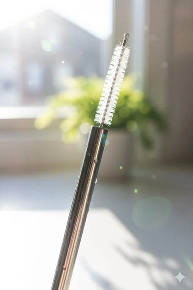 3’lü Paslanmaz Çelik Pipet Temizleme Fırçası Seti - Resim 4