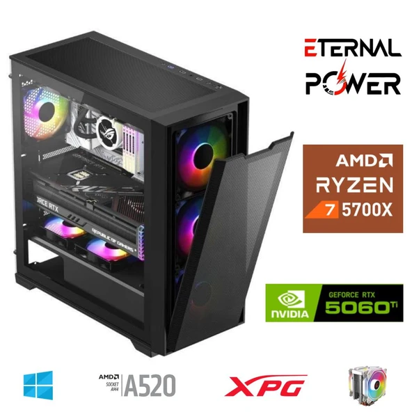 E.POWER RYZEN 7 5700X 32G DDR4 1TB M.2 RTX5060Ti A520 M650W