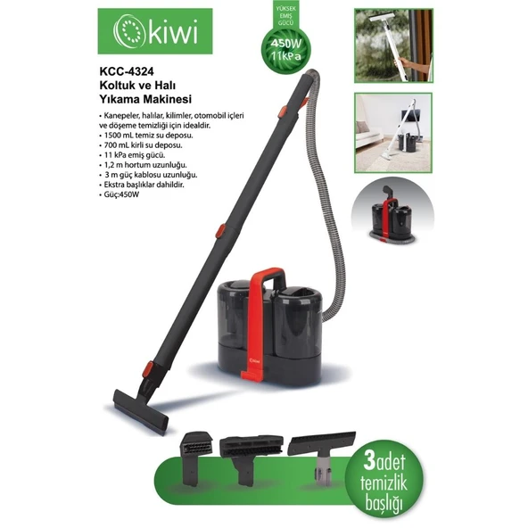 KCC-4324 Koltuk ve Halı Yıkama Makinesi Kırmızı - Resim 3