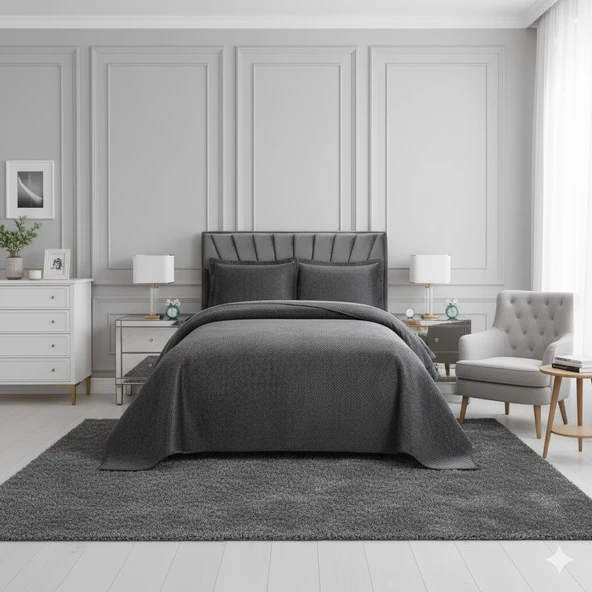 NUBUK YATAK ÖRTÜSÜ ÇİFT KİŞİLİK İSTANBUL ANTRASİT ürün görseli