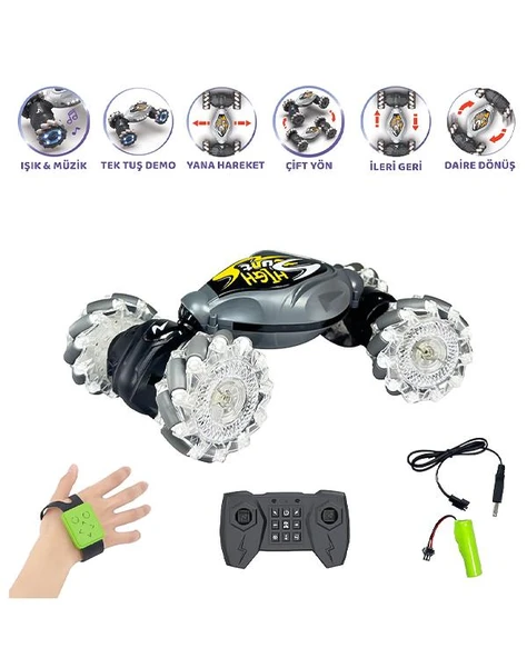Vardem Uzaktan Kumandalı Full Fonksiyon Bilekten Kontrol Akrobatik Twist Araba Gri HG428 - 2