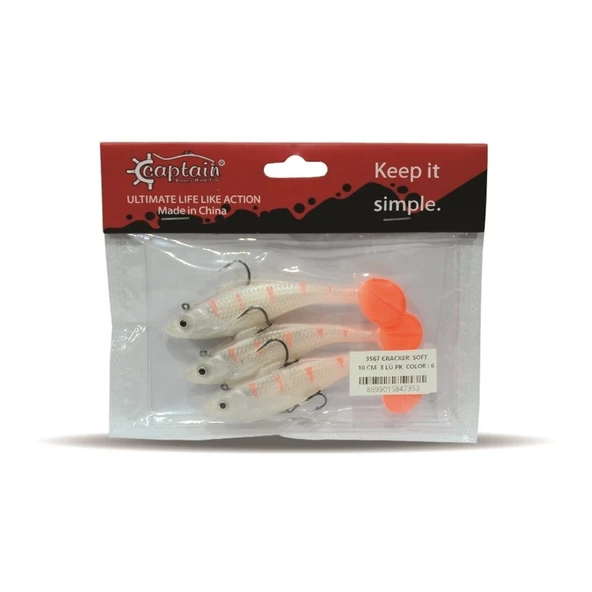 Captain 3567 Cracker Soft 10 CM 3' lü Paket Sahte Silikon Yem  07 - Resim 2