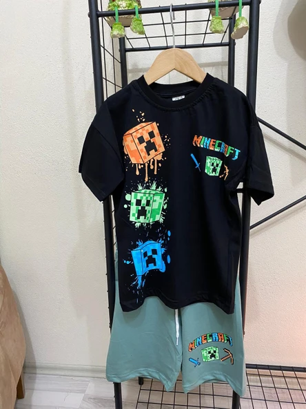 Cg Kids Minecraft Mükemmel Kaliteli Baskı Erkek Çocuk Alt Üst Takım - 4
