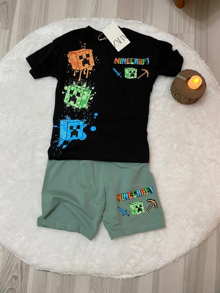 Cg Kids Minecraft Mükemmel Kaliteli Baskı Erkek Çocuk Alt Üst Takım - 3