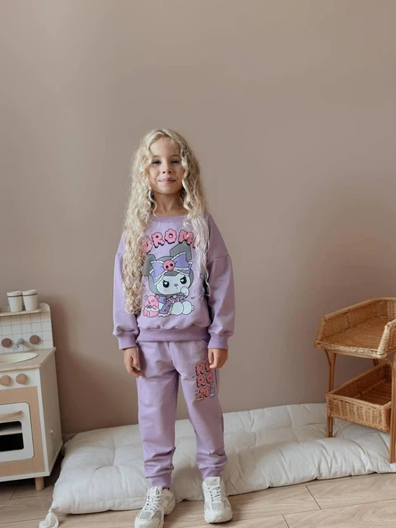 Cg Kids Kuromi 2 Iplik Kumaş Kız Çocuk Alt Üst Takım Süper Kalite - 3