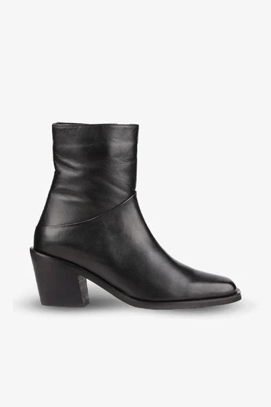 Stato - Siyah Hakiki Deri Topuklu Kadın Bot 25-1581 ürün görseli 1