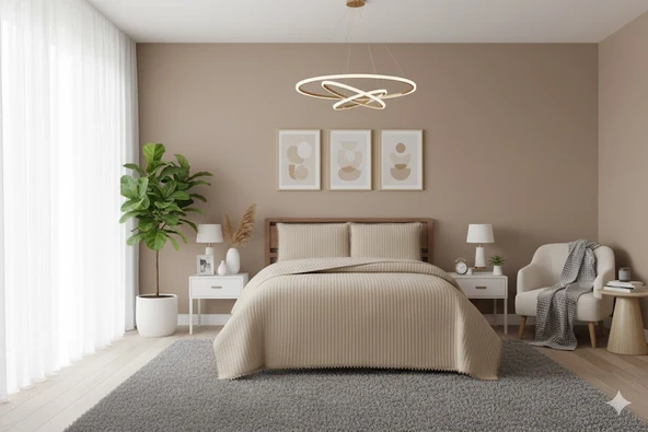 KAPİTONELİ YATAK ÖRTÜSÜ ÇİFT KİŞİLİK VENEDİK BEJ ürün görseli