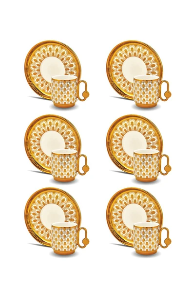 Gold Desenli 6’lı Porselen Kahve Fincan Seti 50 ml - Resim 2