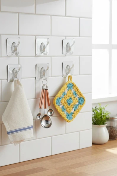 6’lı Metalize Sarı Gümüş Askı Seti Şeffaf - Resim 2