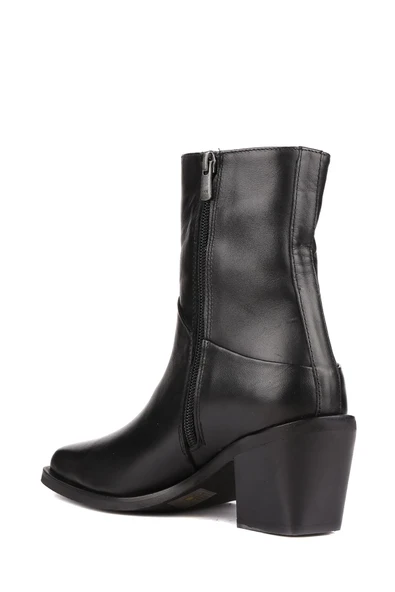 Stato - Siyah Hakiki Deri Topuklu Kadın Bot 25-1581 - Resim 5