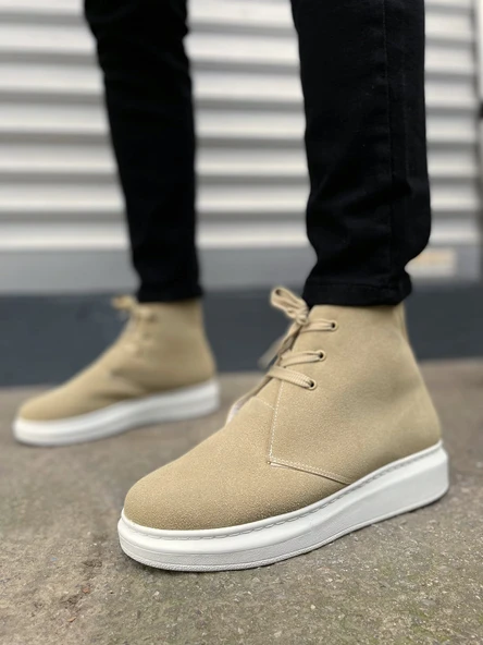 JET-207 Oslo Bağcıklı Ortopedik Taban Süet Erkek Spor Bot SBT - Krem - Resim 2