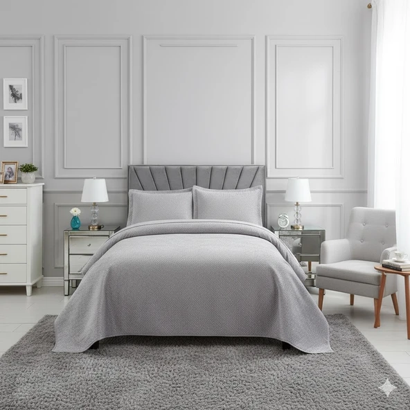 NUBUK YATAK ÖRTÜSÜ TEK KİŞİLİK İSTANBUL GRİ ürün görseli