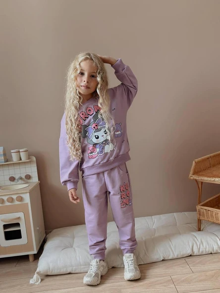 Cg Kids Kuromi 2 Iplik Kumaş Kız Çocuk Alt Üst Takım Süper Kalite