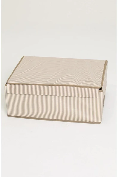Çok Amaçlı Baza Kutusu Bej Çizgili Tekli 50x40x30 Cm - 3