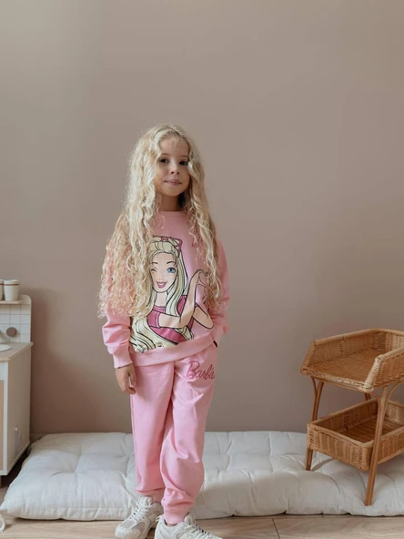 Cg Kids Barbie 2 Iplik Kumaş Kız Çocuk Alt Üst Takım Süper Kalite - 3