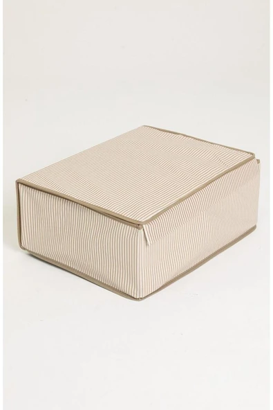 Çok Amaçlı Baza Kutusu Bej Çizgili Tekli 50x40x30 Cm - 4