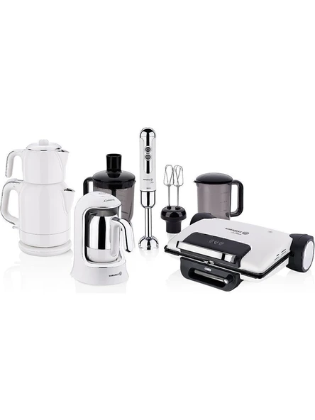 Korkmaz A1824 Vanilya 14 Parça Beyaz Elektronik Çeyiz Seti ürün görseli 1