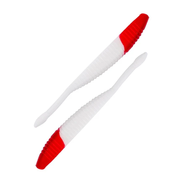 Silikon Kurt Yem - 3,3g 95mm - Fishack WormiX - 1 Adet - Red White - 2