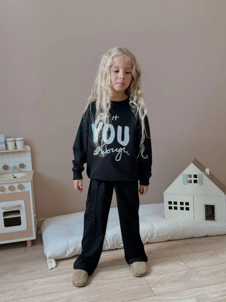 Cg Kids You Simli Baskılı 2 Iplik Kız Çocuk Alt Üst Süper Tarz Takım - 3