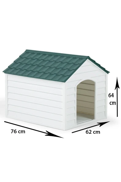 Plastik Pet Kulübesi Dış Mekan Suya Dayanıklı Yeşil Köpek - Resim 3