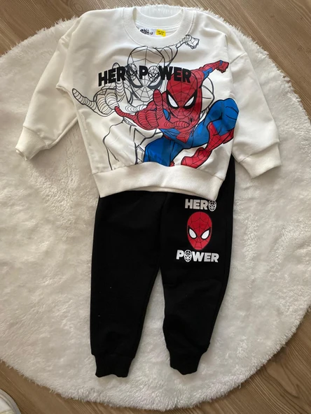 Cg Kids Spiderman Örümcek Adam Blackwhite 2 Iplik Kumaş Erkek Çocuk Alt Üst Takım Süper Kalite - 7
