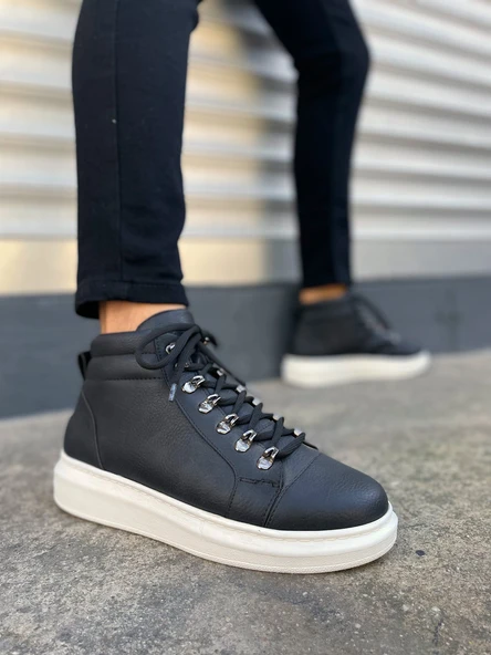 JET-206 Ottawa Bağcıklı Ortopedik Taban Cilt Erkek Spor Bot CBT - Siyah ürün görseli