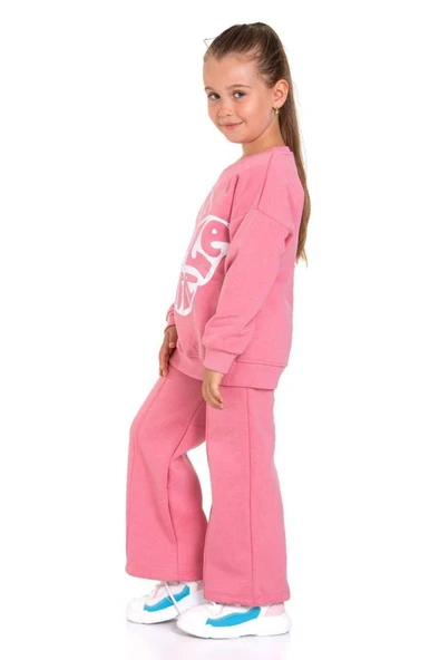 Little Dreamer Baskılı Pembe Şardonlu Kız Takım