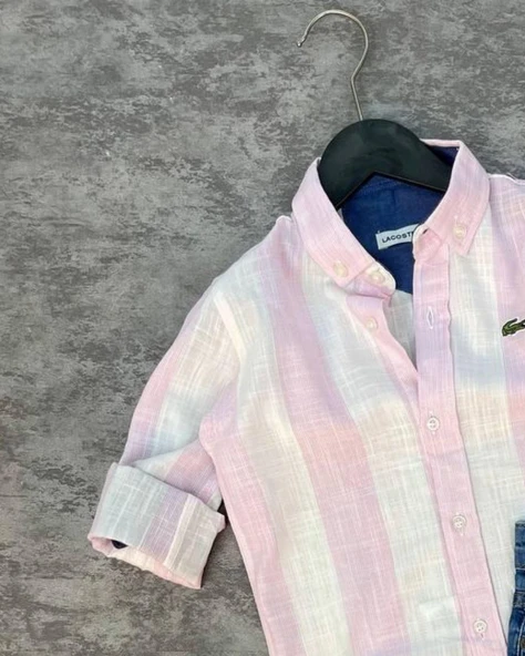 Cg Kids Pembe Dikine Çizgili Ince Keten Gömlek Erkek Çocuk - 2
