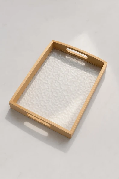 Büyük Bambu Dikdörtgen Servis Tepsisi 30×40 cm - Resim 2