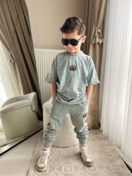 Cg Kids Eksitme Yeşil Enjeksiyon Baskı Bb Basic Alt Eksitme Eşfoman Ince Cep Detay Erkek Çocuk Alt Üst Takım